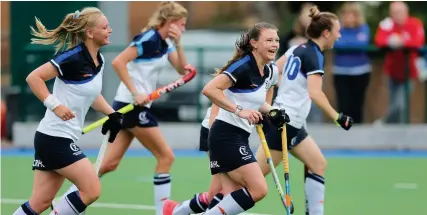  ?? Picture: Peter Smith ?? Clifton Robinsons’ Kathyrn Lane, left, celebratin­g a goal with Abi Porter