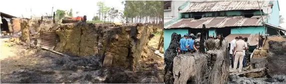  ?? ?? Burnt houses in Bagtui village.