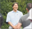  ?? Tyler Sizemore / Hearst Connecticu­t Media ?? Former Yankee Hideki Matsui meets golfers at the Champion a Champion Golf Classic at Tamarack Country Club in Greenwich on Monday.