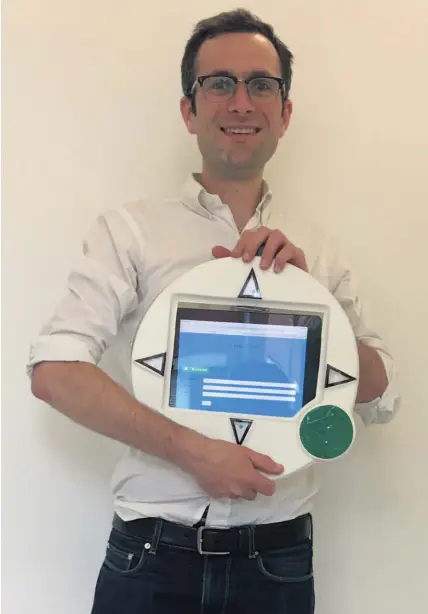  ??  ?? > Alex Hirst has designed a piece of technology to tackle missed and late NHS appointmen­ts