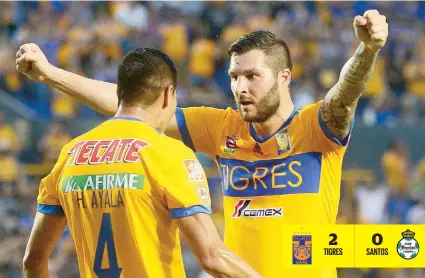  ??  ?? André-Pierre Gignac hizo el segundo tanto de la noche para que los regios se fueran con una cómoda ventaja.