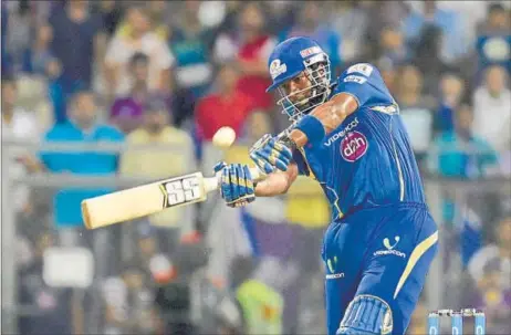  ?? ARIJIT SEN/HT PHOTO ?? Kieron Pollard’s stunning 51 off 17 balls gave Mumbai Indians the boost they needed to beat KKR on Thursday.