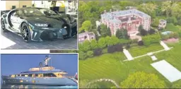 ?? ?? THE HIGH LIFE: A $26.5 million New Jersey mansion (above right), a $37 million luxury yacht (above) and a $3.5 million Ferrari (above left) are among the spoils from exiled Chinese billionair­e Ho Wan Kwok’s alleged $1 billion fraud scheme, according to US law enforcemen­t.