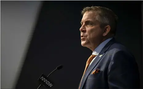  ?? AARON ONTIVEROZ — THE DENVER POST ?? Broncos head coach Sean Payton at a news conference at team headquarte­rs in Englewood, Colorado on Feb. 6.