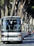  ??  ?? Colosseo I pullman parcheggia­ti