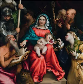  ??  ?? Lotto’s The Mystic Marriage of St Catherine with Saints (1524)