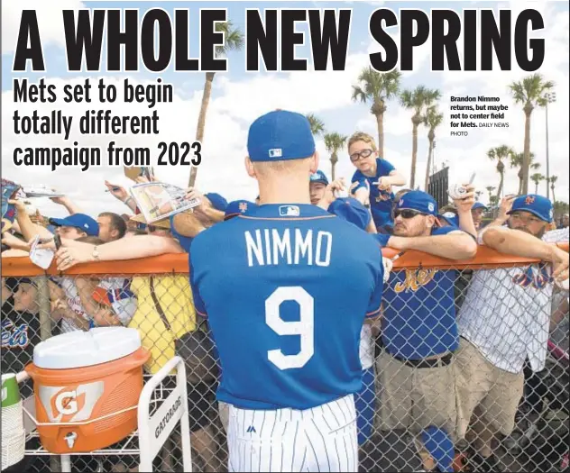  ?? PHOTO DAILY NEWS ?? Brandon Nimmo returns, but maybe not to center field for Mets.