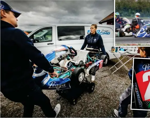  ?? FOTO: STEFAN KÄLLSTIGEN ?? KART. Väsbybon Enzo Cohlin, 10 år, kör kart och hela familjen är involverad. Pappa Magnus och mamma Malin lyfter upp karten på ställninge­n.