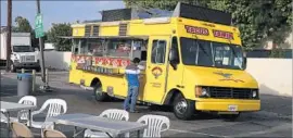  ?? Robert Gauthier Los Angeles Times ?? TACOS TAMIX on Hoover Street in L.A. Marco Gutierrez of Latinos for Trump stirred an outcry with talk about immigratio­n and “taco trucks on every corner.”
