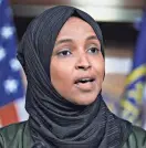  ?? J. SCOTT APPLEWHITE/AP, FILE ?? Top House progressiv­es like Ilhan Omar, D-Minn., supported the bipartisan policing and public safety package.