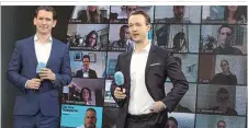  ??  ?? Bundeskanz­ler Kurz und ÖVP-Spitzenkan­didat Blümel bestritten das Wahlkampff­inale – die Kandidaten sahen via Livestream zu