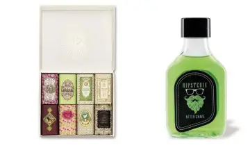  ??  ?? CLAUS PORTO Gift Box Classico, 8 soaps for 50 g each € 60 HIPSTERIA After Shave, 100 ml € 16