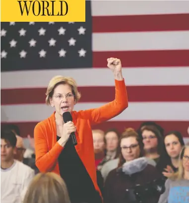  ?? SCOTT OLSON/GETTY IMAGES ?? Democratic presidenti­al candidate Sen. Elizabeth Warren wants U.S. troops out of Iraq. The war was wrong, she said
in her party’s most recent candidates debate, and the way to solve it is to bring the troops home, right now.