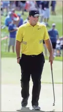  ?? AP-Chris Pedota ?? Patrick Reed approaches the fourth green during the Northern Trust golf tournament at Liberty National Golf Course, Saturday, in Jersey City, N.J.