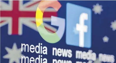  ?? REUTERS ?? Los logos de Google y Facebook, en una imagen sobre la bandera australian­a.