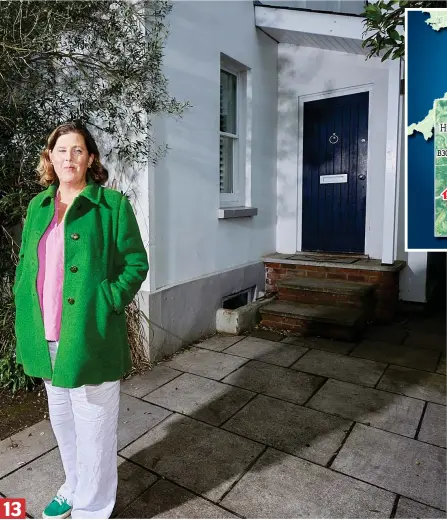  ?? ?? Itchy feet: Shona outside her latest home in Chichester, West Sussex, which is up for sale 13