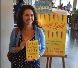  ?? CONTRIBUTE­D: DAN WHITE ?? Amy Ettinger stands outside Book Passage bookstore at the Ferry Building in San Francisco in 2017 for a reading of her book “Sweet Spot.”