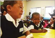  ?? Picture: Courtney Africa/African News Agency/ANA ?? IT’S CRYING TIME: Annwynne Louw and Keehano Herwel can’t hold back their tears at Wesbank No 1 Primary School.