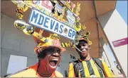  ?? Picture: EUGENE COETZEE ?? FANDAMONIU­M: Mdevas Mokubela, left, and Lucky Lubesi wore their Kaizer Chiefs head-gear ahead of the final clash