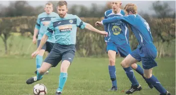  ??  ?? West Pier, top, ended the year on a high with a 4-2 win against Division One rivals Edgehill, left, Edgehill Reserves youngster Josh Fergus gets away from Scalby Reserves’ Brad Smith, and, above, Ayton veteran Alex Hamilton on the ball in his side’s 6-2 loss at home to fellow Division One strugglers Filey Town in November