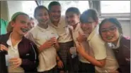  ?? PHOTO COURTESY OF HOLY FAMILY SCHOOL ?? Holy Family students were treated to blue water ice Wednesday afternoon to celebrate the news the school had been named a National Blue Ribbon School.