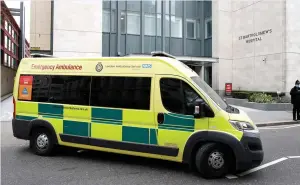 ??  ?? On the road again...ambulance thought to be carrying Prince Philip yesterday