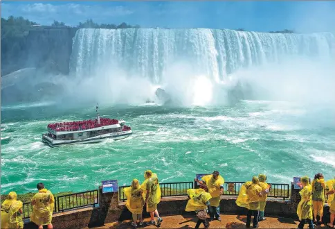  ?? PHOTOS PROVIDED TO CHINA DAILY BY DESTINATIO­N CANADA ?? Tourists can view Niagara Falls in Canada from a helicopter, below or aboard a cruise ship. A growing number of Chinese are visiting North America’s northernmo­st country to experience its diverse offerings.