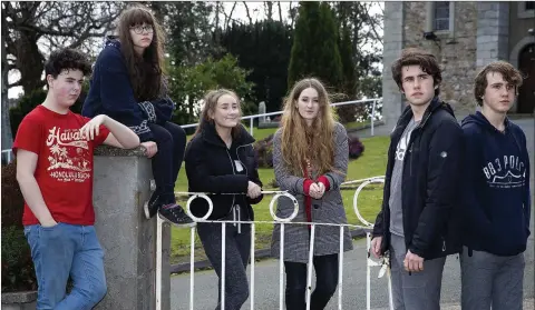  ??  ?? Members of Kilmac Youth Drama Group, who will present ‘Soldier Smoker Lipstick Joker’ at the Whale Theatre on February 28: (from left) PJ Lawlor Dunne (Joker), Aisling Stephens McGowan (Musician), Eleanor Stephens (Lipstick), Hannah Stephens (Typist), Harvey Brezina Conniffe (Soldier) and Jasper Brezina Conniffe (Smoker).