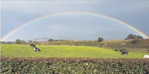  ??  ?? JUST been clobbered by a Macclesfie­ld Hospital car park fine. No allowances for mitigating circumstan­ces.
For their [fines] (£60/£100) surely they should include a car wash and laundry service? Jenny Barth took this picture of a rainbow from Bonis...