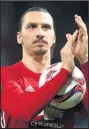  ??  ?? Ibrahimovi­c took home the match ball after treble