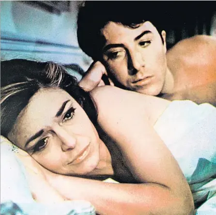  ?? Embassy Pictures / Getty Images ?? MRS. ROBINSON (Anne Bancroft) has an affair with the much-younger Benjamin Braddock (Dustin Hoffman) in “The Graduate.”