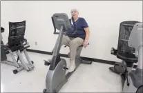  ?? NEWS PHOTO GILLIAN SLADE ?? Joan Townsend said it was good to be back in the seniors centre cycling her way to fitness.