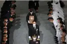  ?? Photograph: Reuters ?? Widow of former Japanese Prime Minister Shinzo Abe, Akie Abe carries her husband’s urn during the state funeral, at the Budokan in Tokyo.