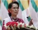  ?? HEIN HTET
FOTO: EPA/ ?? Vi kommer att återställa freden, lagen och ordningen i regionen, säger Burmas ledare Aung San Suu Kyi.