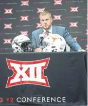  ?? Cooper Neill, The Associated Press ?? Texas football coach Tom Herman, appearing Tuesday during Big 12 media day in Frisco, Texas, says his locker room believes in winning this season.