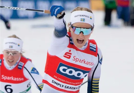  ?? FOTO: LEHTIKUVA-AFP/SEBASTIAN KAHNERT ?? Stina Nilsson är Sveriges stora guldhopp i VM i Seefeld.