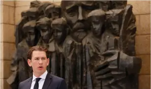  ?? (Abir Sultan/Reuters) ?? AUSTRIAN CHANCELLOR Sebastian Kurz visits Yad Vashem in June.