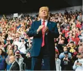  ?? EVAN VUCCI/AP ?? Then-President Donald Trump arrives at a campaign rally in 2020 at Drake University in Des Moines, Iowa. Trump has been absent so far this year in Iowa.