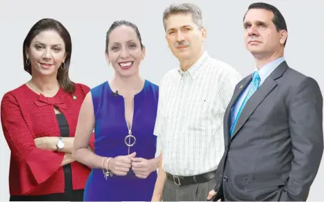  ?? Marcia González, Carolina Hidalgo, Welmer Ramos y Hernán Solano son los precandida­tos del PAC. Archivo/La República ??