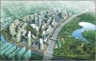  ??  ?? An artist’s rendering of the Shanghai Multimedia Valley, jointly planned by the Tus Park in Beijing and Shanghai’s Zhabei district government.