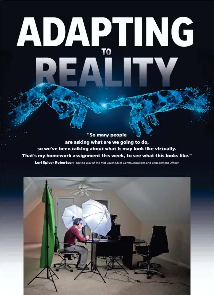  ?? United Way of the Mid-south Chief Communicat­ions and Engagement Officer ARIEL COBBERT/THE COMMERCIAL APPEAL ?? Jeremy Park, citycurren­t CEO, uses Zoom video conferenci­ng to talk with the CEO of masterit, J. Michael Drake, in his Memphis home office Tuesday.