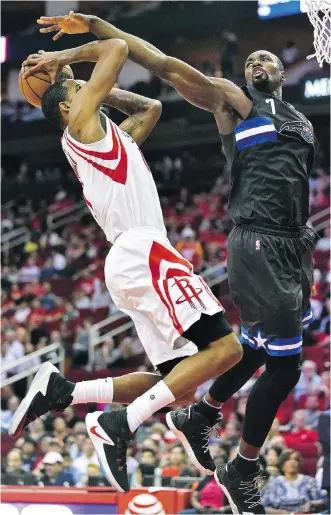  ?? ERIC CHRISTIAN SMITH/ THE ASSOCIATED PRESS ?? Orlando Magic forward Serge Ibaka, right, is close with Toronto Raptors president Masai Ujiri and could provide some of the tenacity missing from the team’s defensive play.