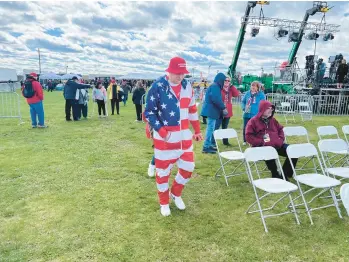  ?? ?? Gates open at the Trump rally Saturday at the Schnecksvi­lle Fire Co. fairground­s.