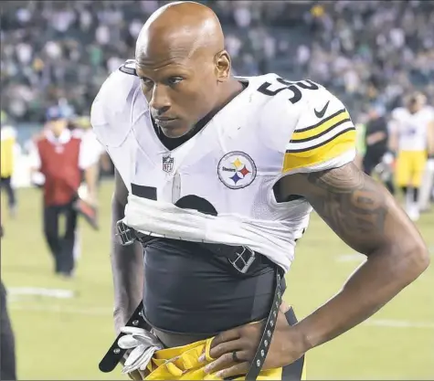  ?? Matt Freed/Post-Gazette ?? Coach Mike Tomlin said linebacker Ryan Shazier, who has a knee injury, is among players who are “very questionab­le” for the game Sunday against the Kansas City Chiefs.