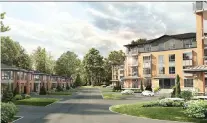  ?? ARTIST’S RENDERINGS COURTESY OF GROUPE DARGIS ?? The Rosenbloom project in Rosemère consists of a mixture of townhouses and condo buildings curtained by mature trees off the highway.