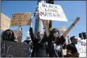  ?? BEA AHBECK/NEWS-SENTINEL ?? People rally during a peaceful Black Lives Matter protest in Lodi on Sunday.