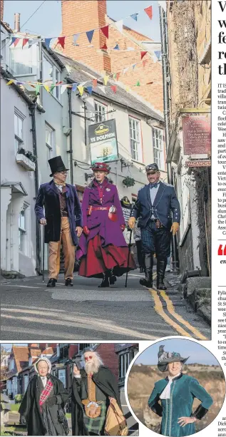  ?? PICTURES: CHARLOTTE GRAHAM. ?? MEMORY LANE: Top, Evelyn Sinclair, Mark Jonson with Robin Coombes walking down the street; above, from left, ‘Queen Victoria and her helper’ going to the beach; Suzanne Dekker on the beach