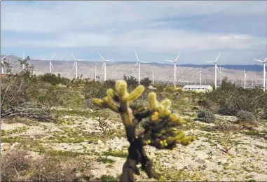  ?? Yin Bogu/Xinhua / TNS ?? Wind turbines at the San Gorgonio Wind Farm near Rancho Mirage, Calif., on Feb. 14, 2016.