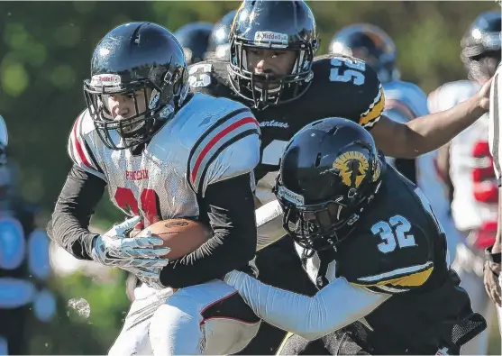  ??  ?? Phoenix running back Jose Alarcon had 20 carries for 134 yards and had touchdown runs of two and 45 yards against Orr on Saturday. | ALLEN CUNNINGHAM/ FOR THE SUN- TIMES