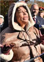  ??  ?? Patti Flynn during the unveiling of the war memorial in Cardiff last year